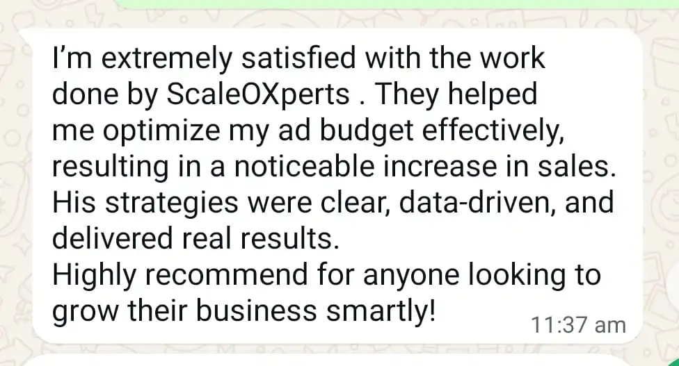 Customer WhatsApp Review 1